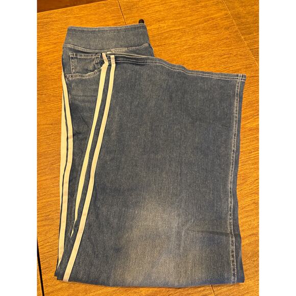 Halara Flex™ High Waisted Stripe Wide Leg Flowy Washed Casual Jeans Pockets S - Picture 5 of 5